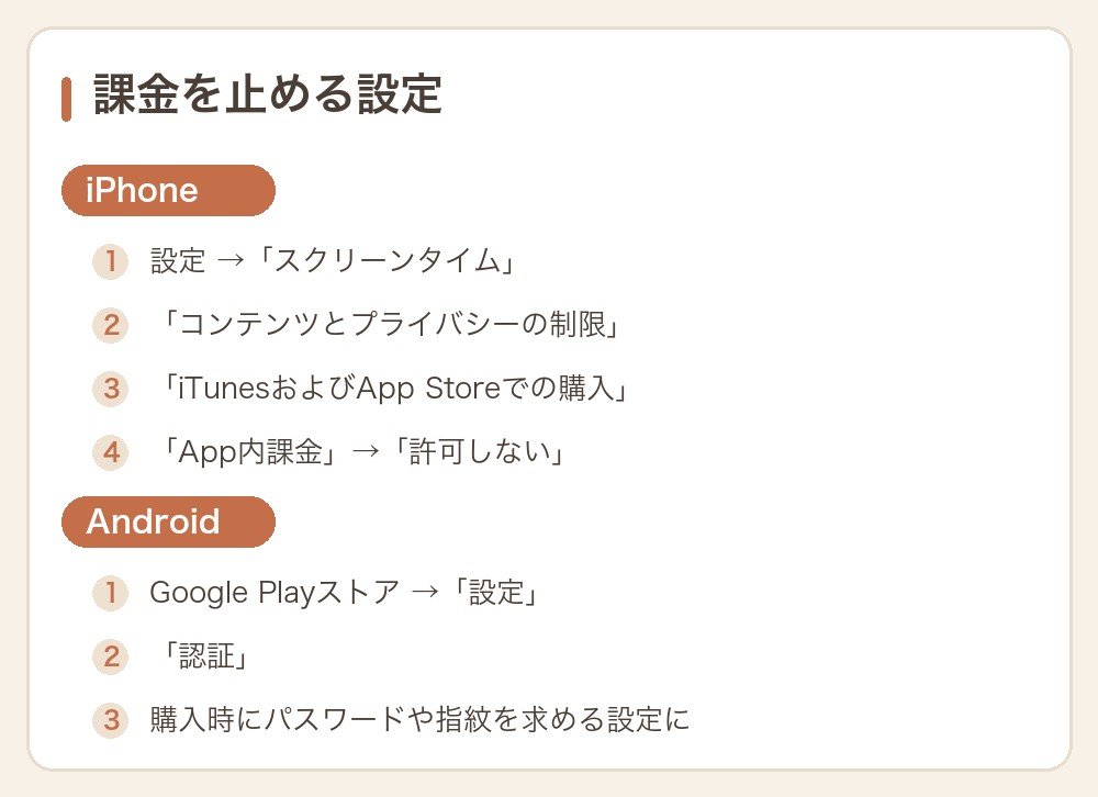 iPhoneとAndroidで課金を止める設定手順